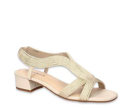 Easy Street Festival Block Heel Women's Woven Sandals, Size: 6 XW, White Woven Product Image