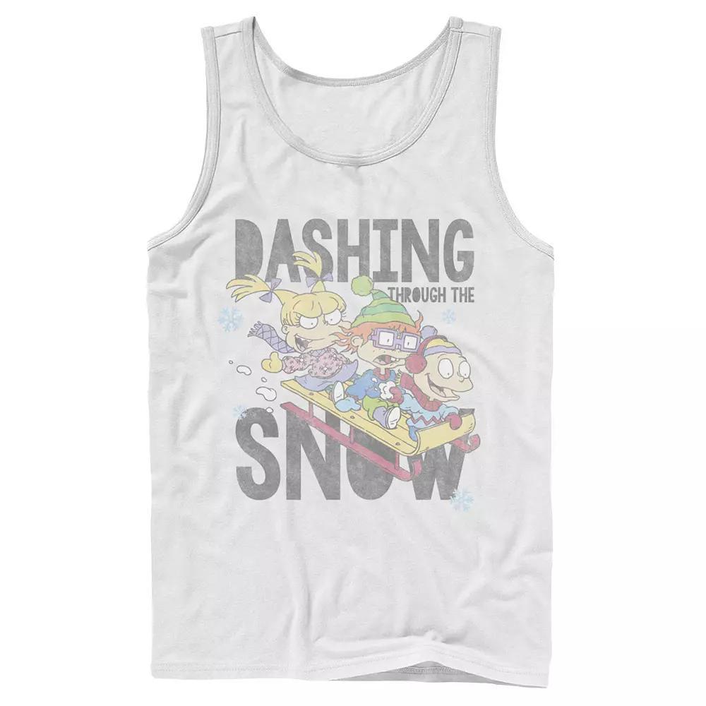 Men's Nickelodeon Rugrats Trio Dashing Through The Snow Sled Graphic Tank Top, Size: Large, White Product Image