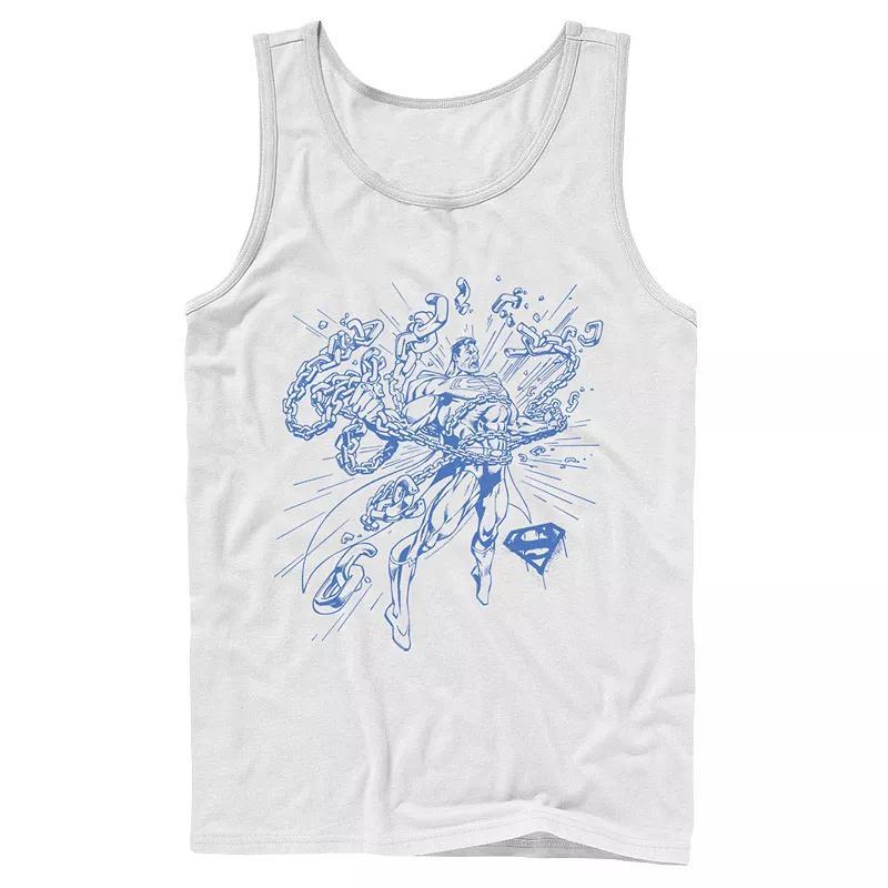 Mens DC Comics Superman Break Chains Outlined Comic Poster Tank Top Athletic Grey Product Image
