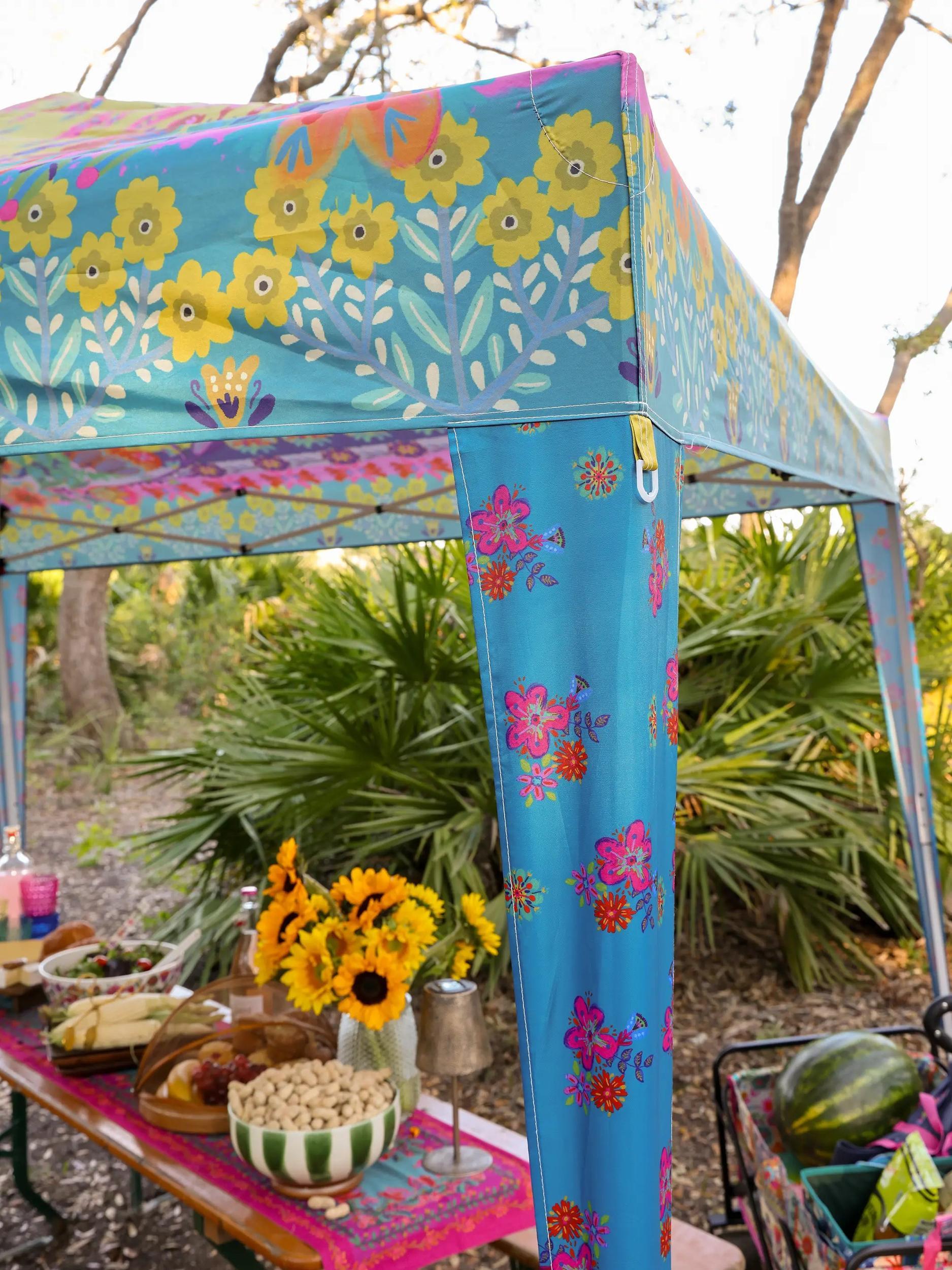 Live Happy Instant Canopy Tent - Dark Teal Floral Product Image