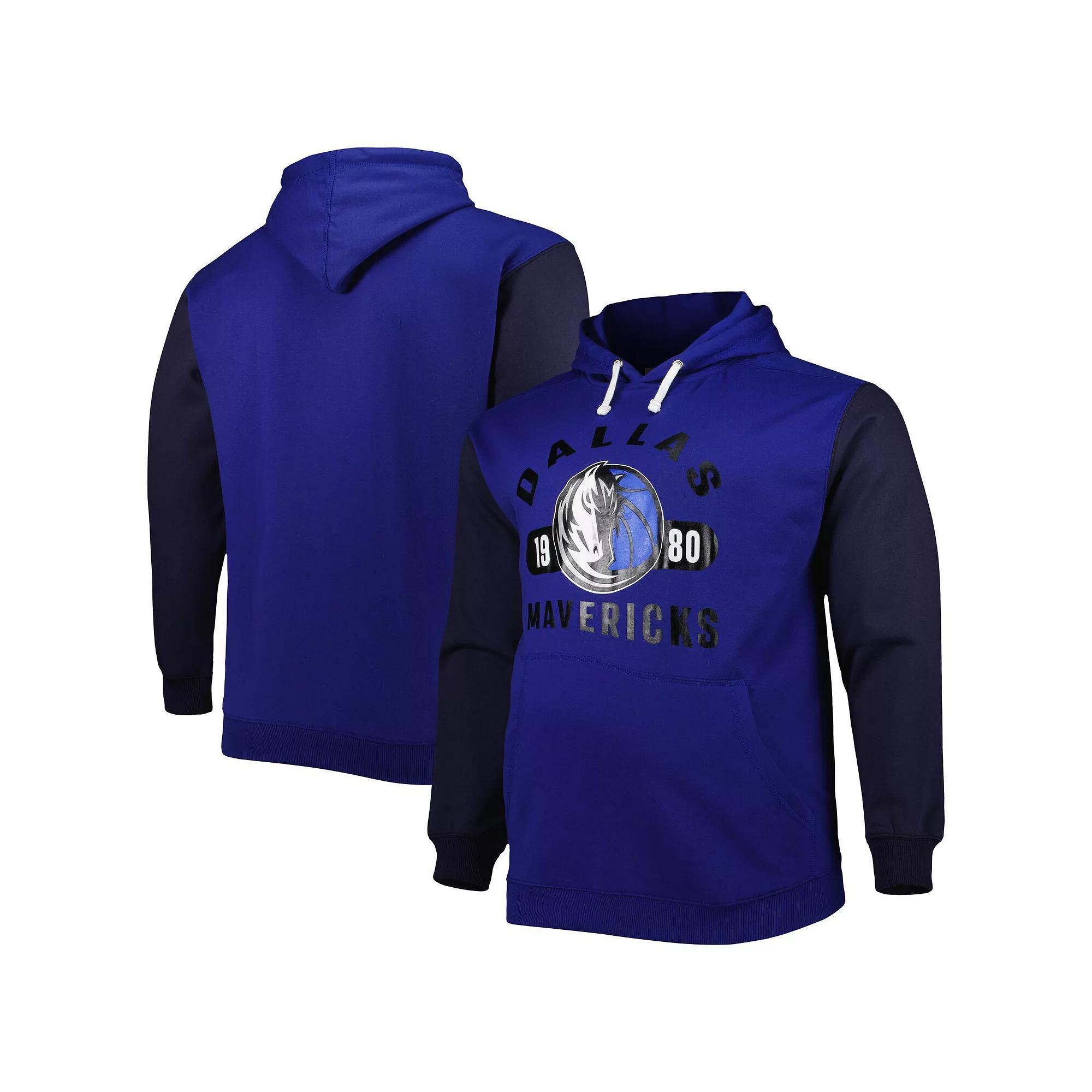 Men's Fanatics Branded Blue/Navy Dallas Mavericks Big & Tall Bold Attack Pullover Hoodie, Size: 3XB Product Image