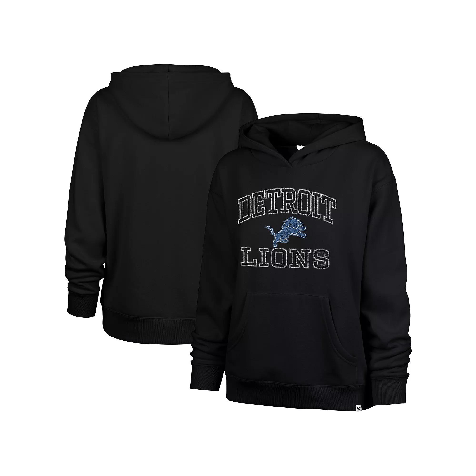 Women's '47  Black Detroit Lions Clarity Naomi Pullover Hoodie, Size: Medium Product Image