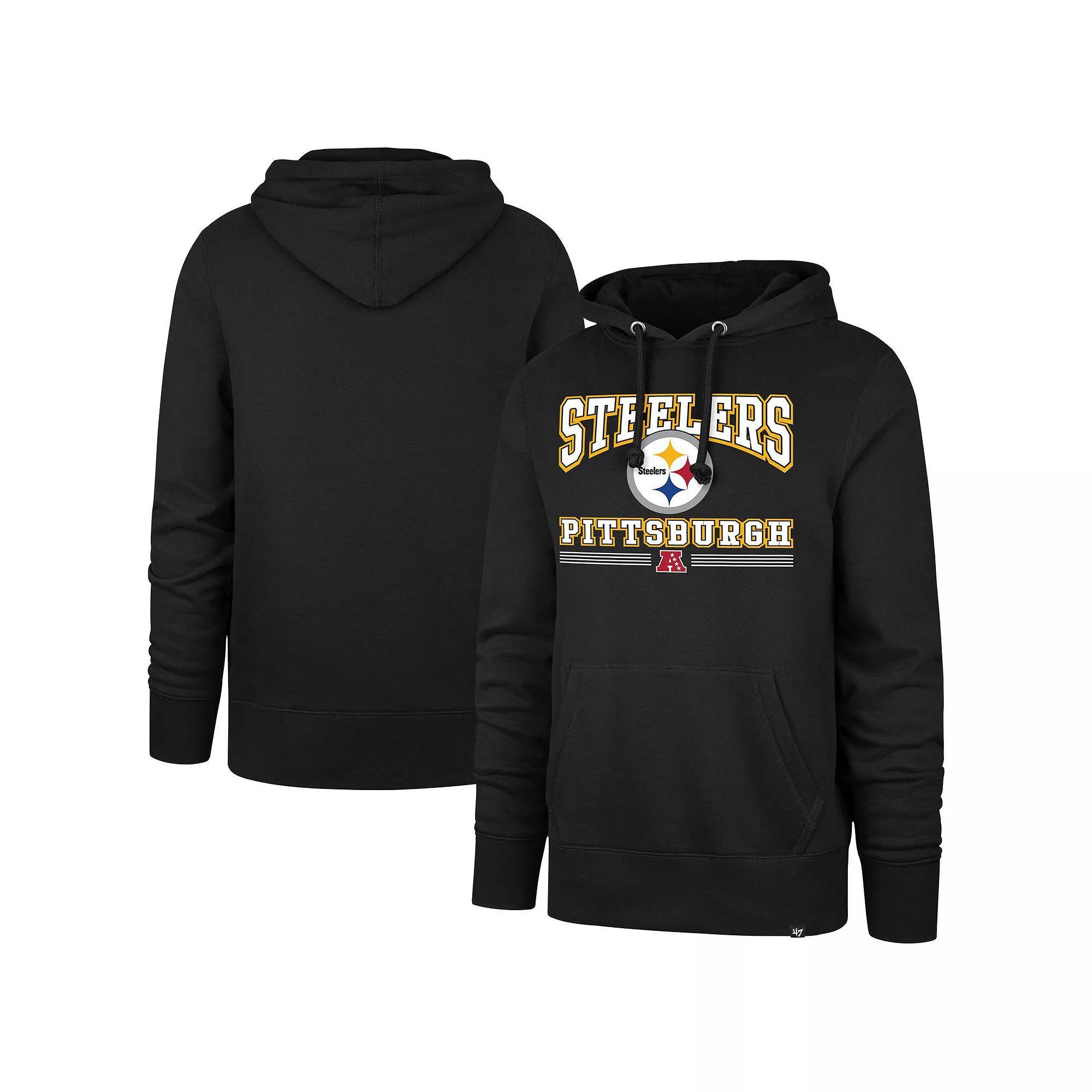 Men's '47 Black Pittsburgh Steelers Packed House Headline Pullover Hoodie, Size: 2XL Product Image