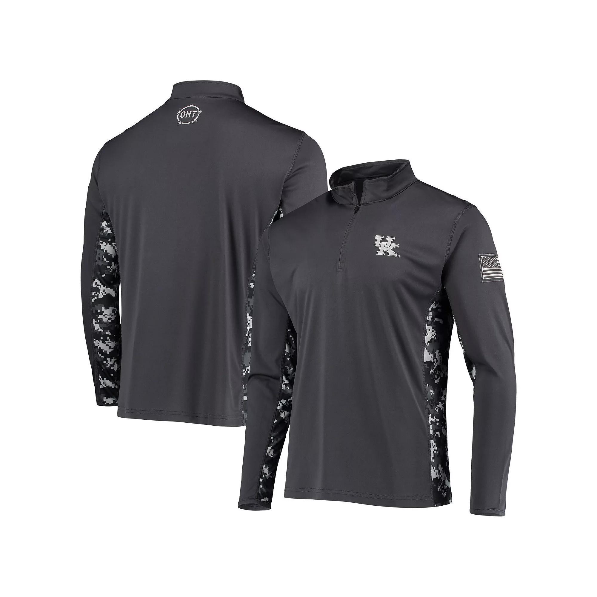 Men's Colosseum Charcoal Kentucky Wildcats OHT Military Appreciation Digital Camo Lightweight Quarter-Zip Pullover, Size: Medium Product Image