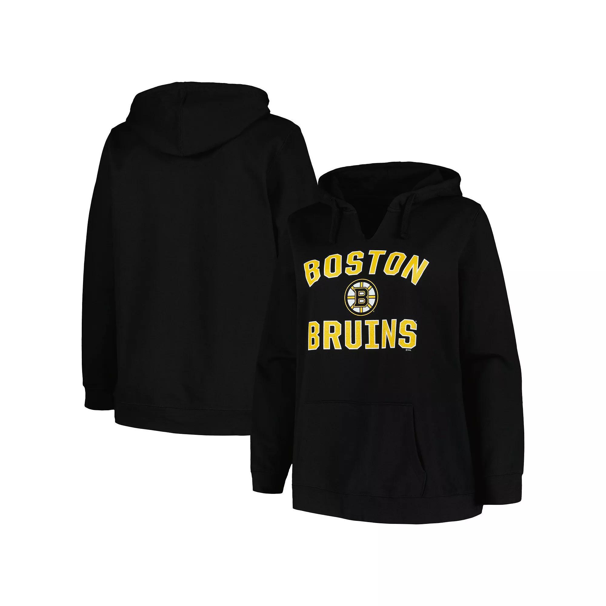 Women's Profile Black Boston Bruins Plus Size Arch Over Logo Pullover Hoodie, Size: 4XL Product Image