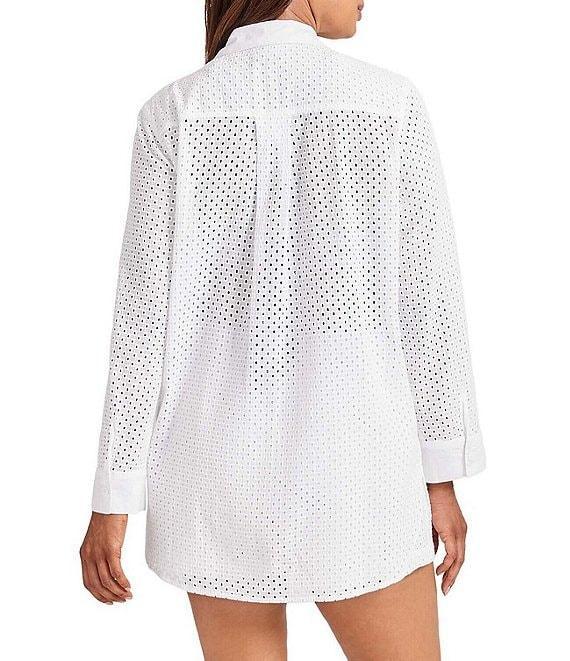 Tommy Bahama Organic Cotton Eyelet Cove Elastic Drawstring Waist Pull-On Short Swim Cover-Up Product Image