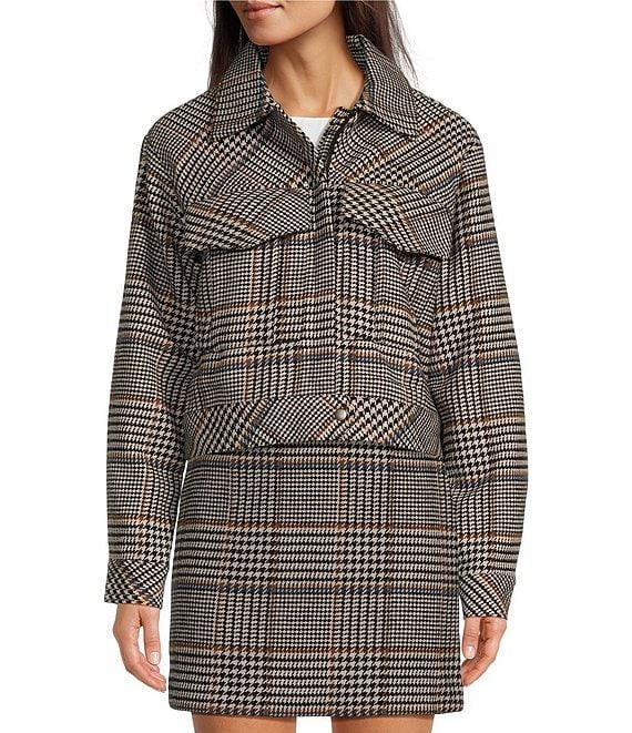 Le' AL.X Wool Blend Knit Glen Plaid High Rise Mini Pencil Coordinating Skirt Product Image