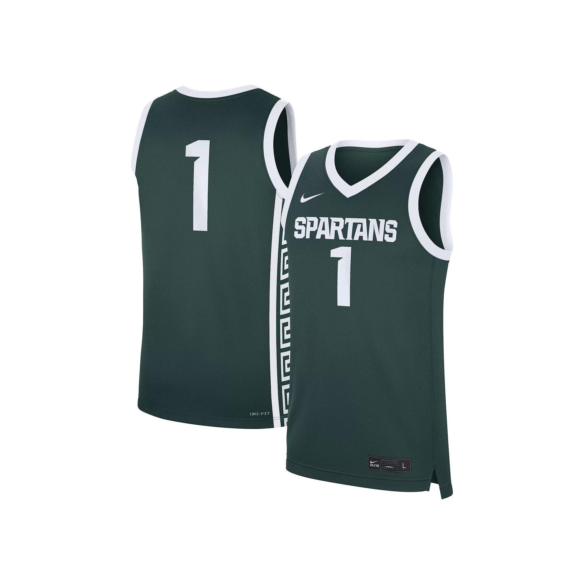 Men's Nike #1 Green Michigan State Spartans Road Replica Jersey, Size: 2XL Product Image
