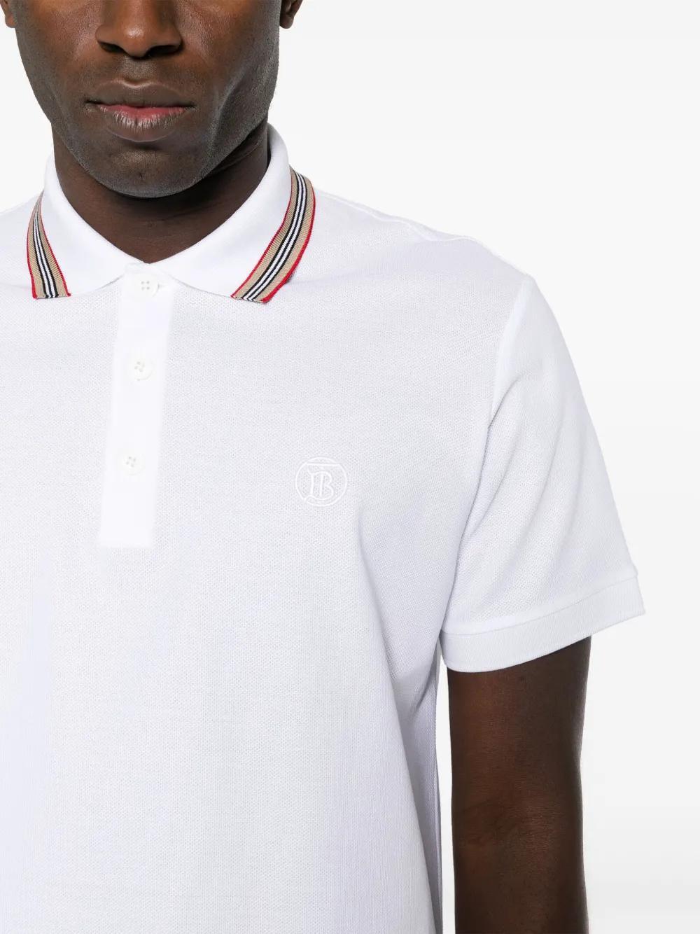 striped-collar polo shirt Product Image
