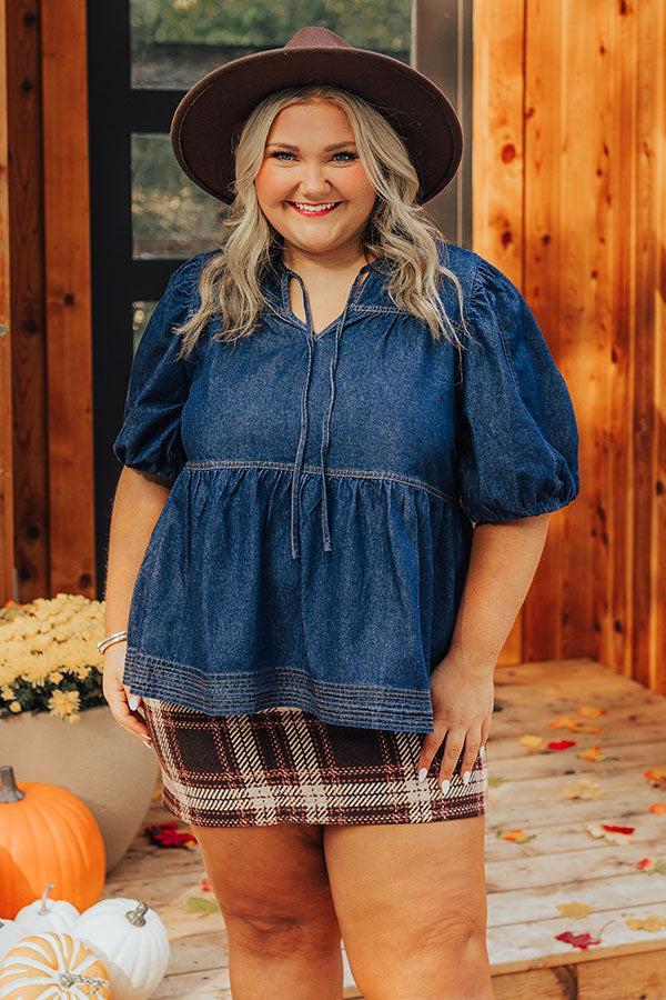 Sweet Darling Denim Babydoll Top Curves Product Image