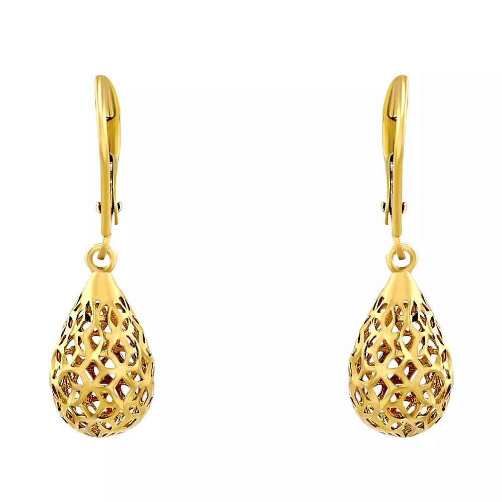 Primavera 24k Gold Over Silver 3D Textured Teardrop Earrings, Womens, Gold Tone Product Image