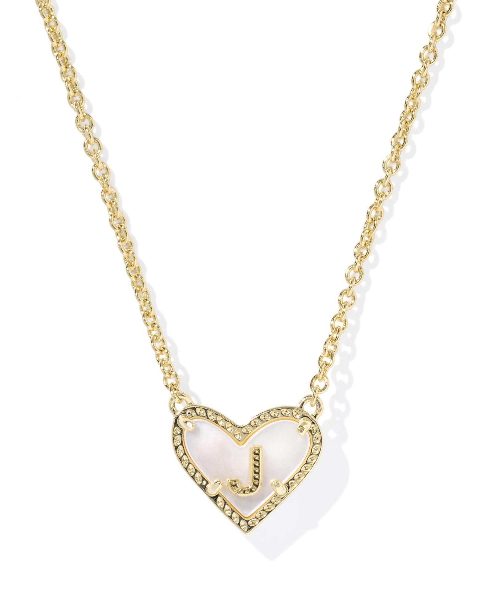 Ari Heart Letter H Gold Short Pendant Necklace Product Image