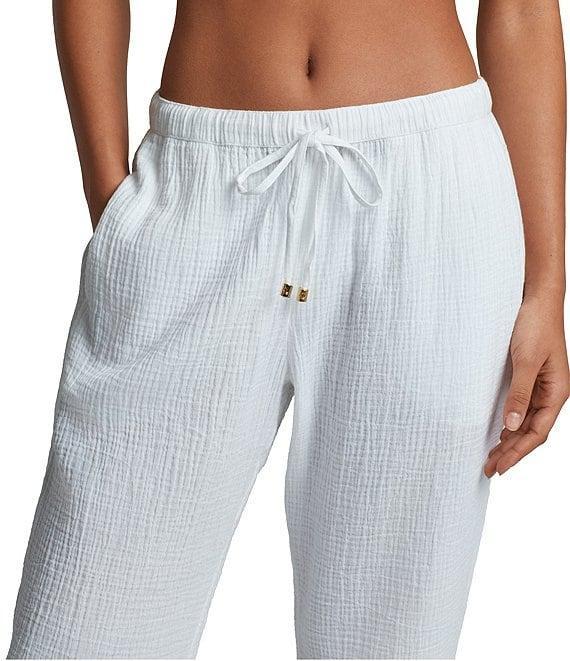 Lauren Ralph Lauren Bay Stripe Double Gauze Swim Cover-Up Ankle Tie Pant Product Image