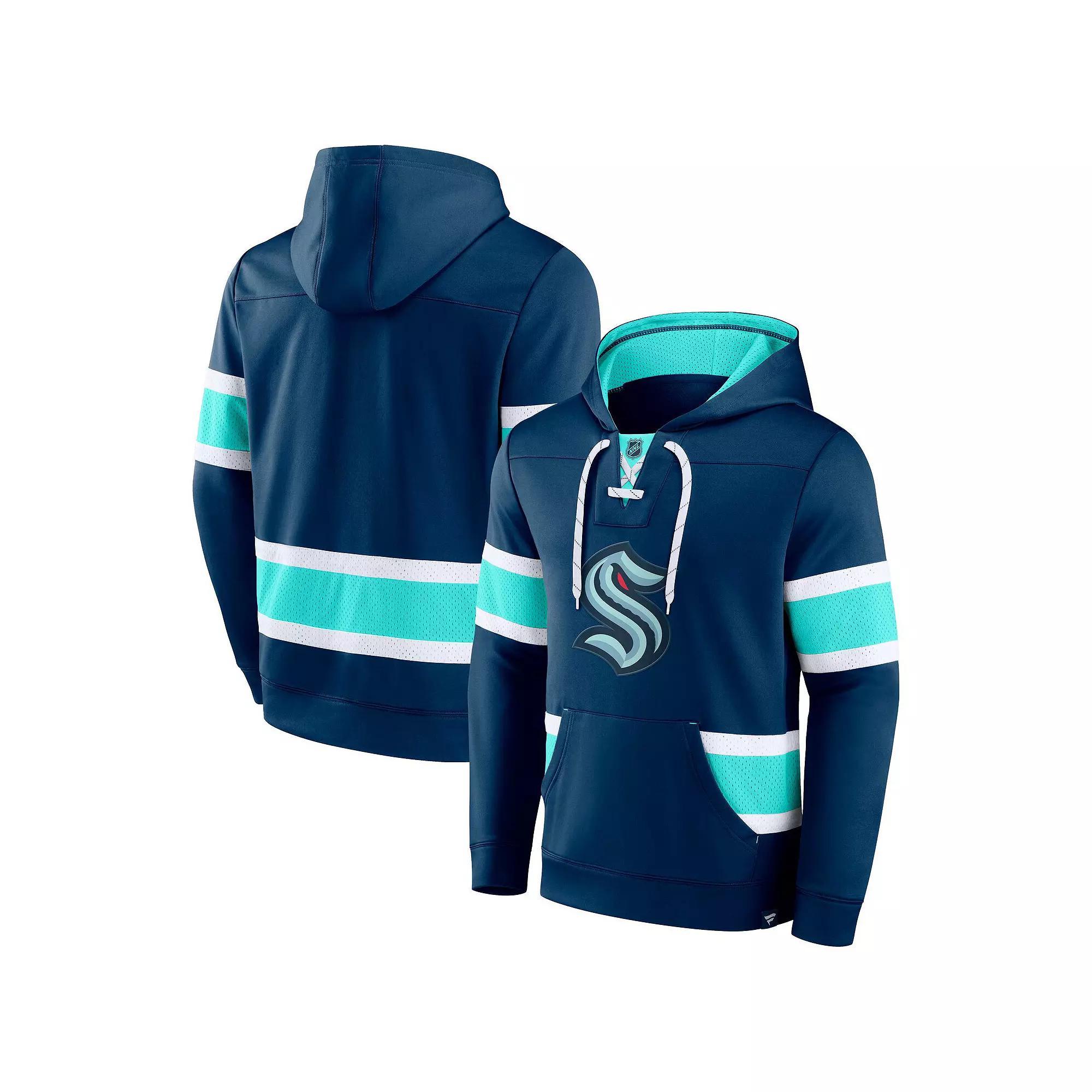Men's Fanatics Branded Deep Sea Blue Seattle Kraken Powerplay Warrior Pullover Hoodie, Size: Small, Krk Blue Product Image