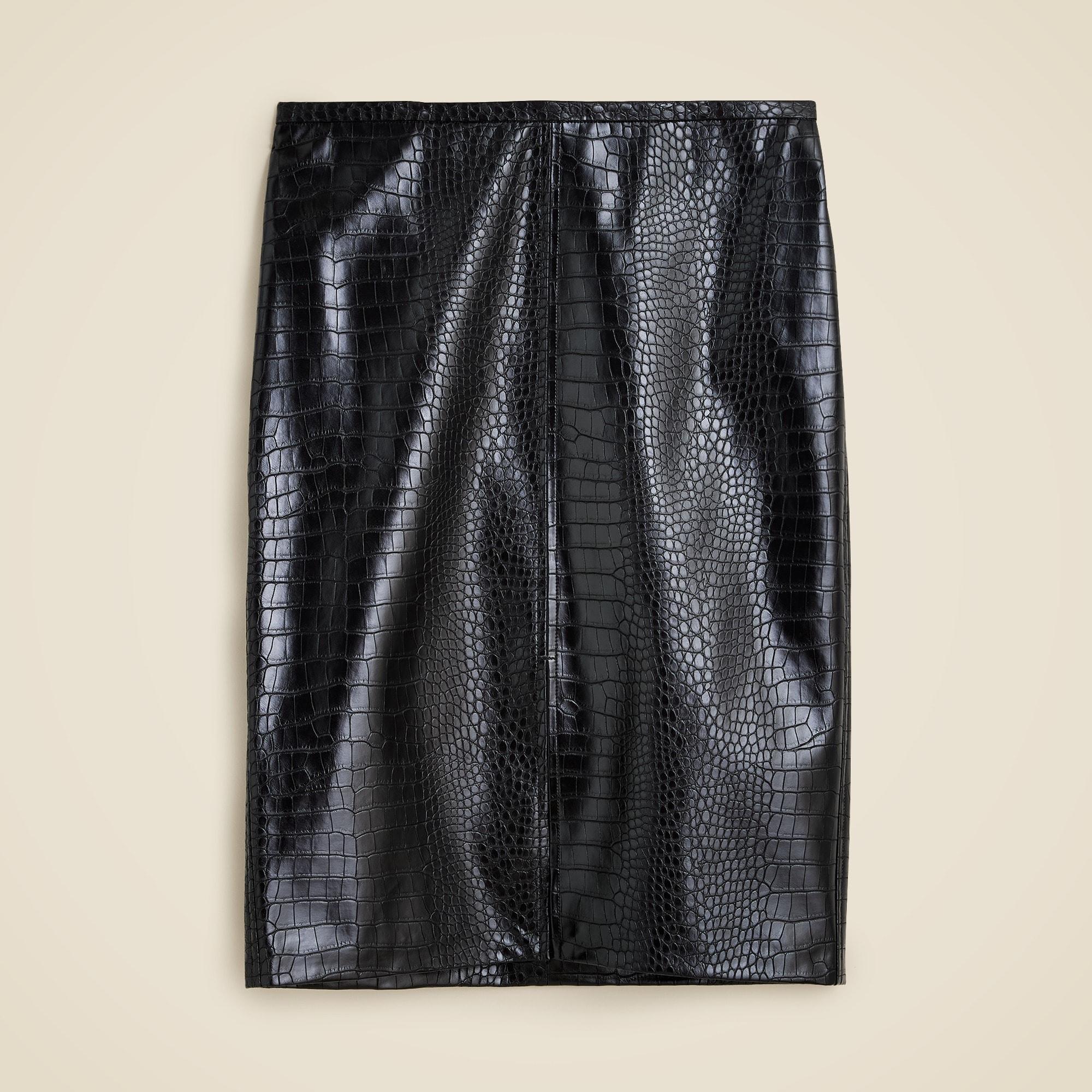 Pencil skirt in croc-embossed faux leather Product Image