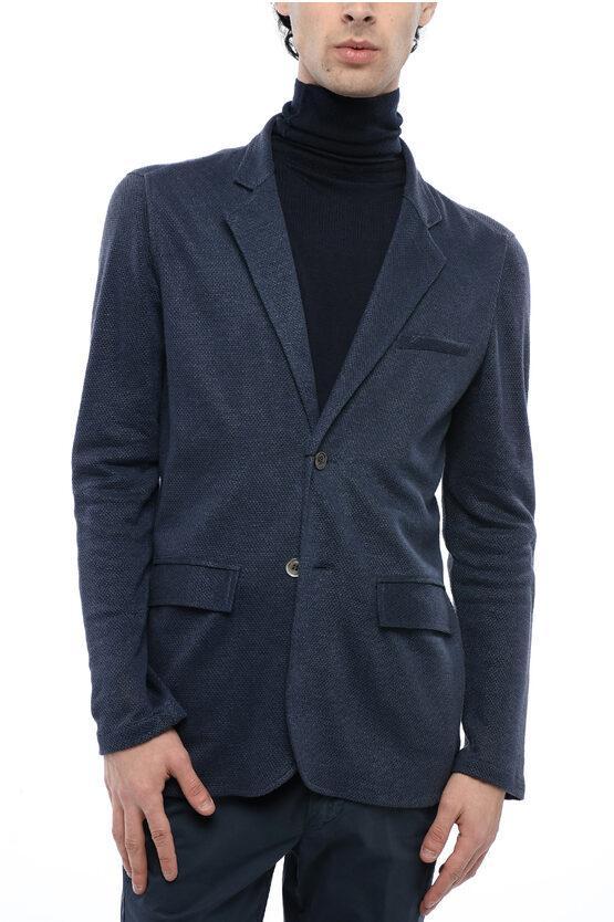 CORNELIANI Id Flax Notch Lapel Unlined 2-button Blazer In Blue Product Image