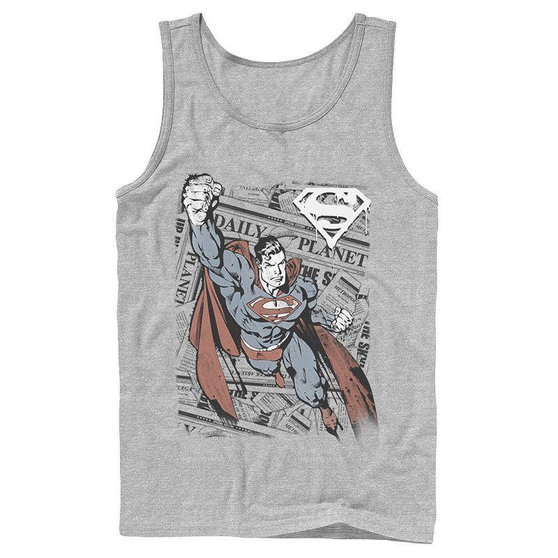 Men's DC Comics Superman Daily Planet Background Poster Tank Top, Size: Large, White Product Image