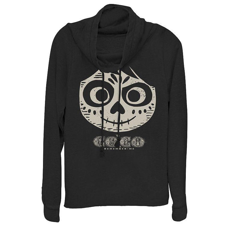Disney / Pixar's Coco Miguel Skeleton Face Juniors' Cowlneck Graphic Lightweight Long Sleeve, Girl's, Size: XL, Black Product Image