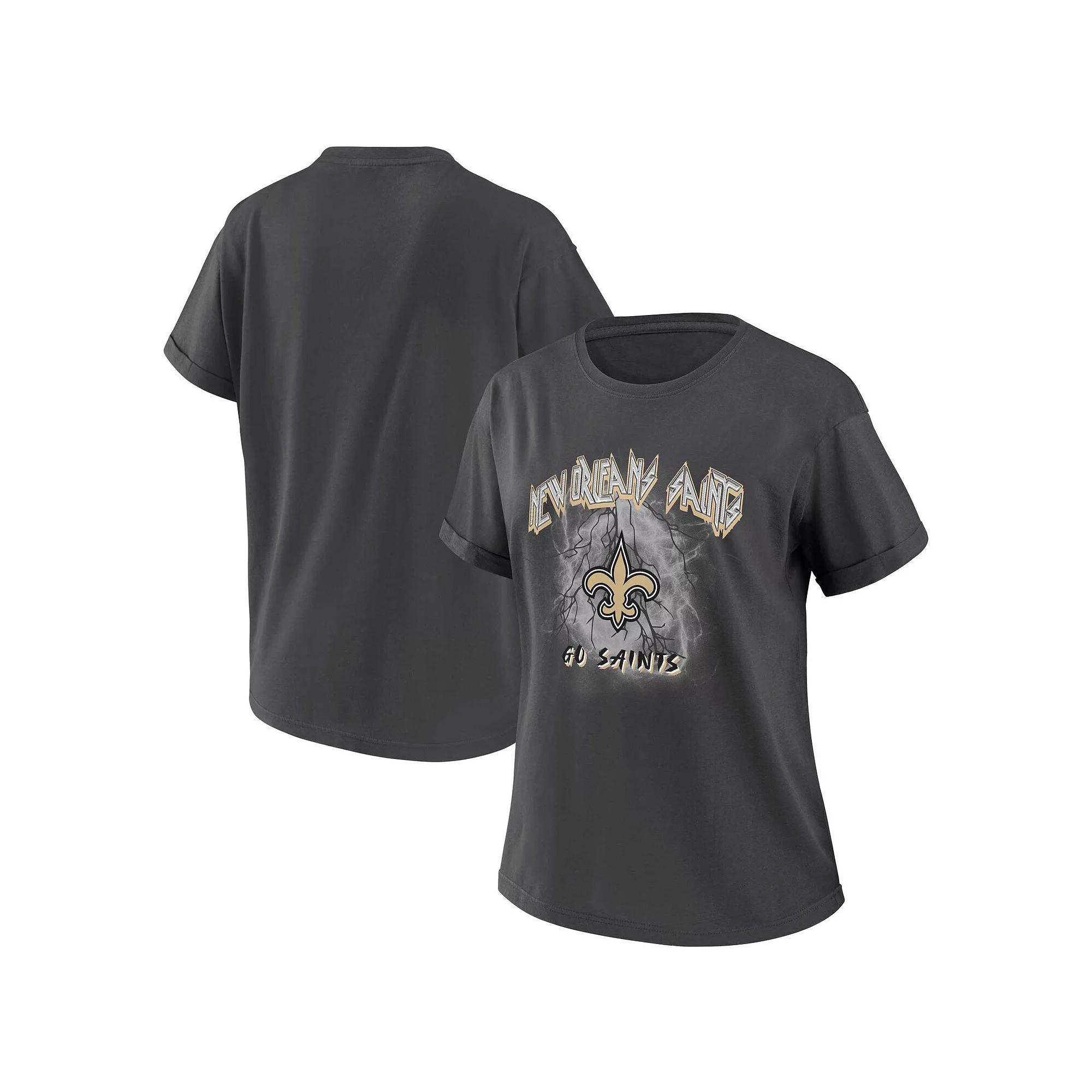 Women's WEAR by Erin Andrews Charcoal Indianapolis Colts Boyfriend T-Shirt, Size: Small Product Image