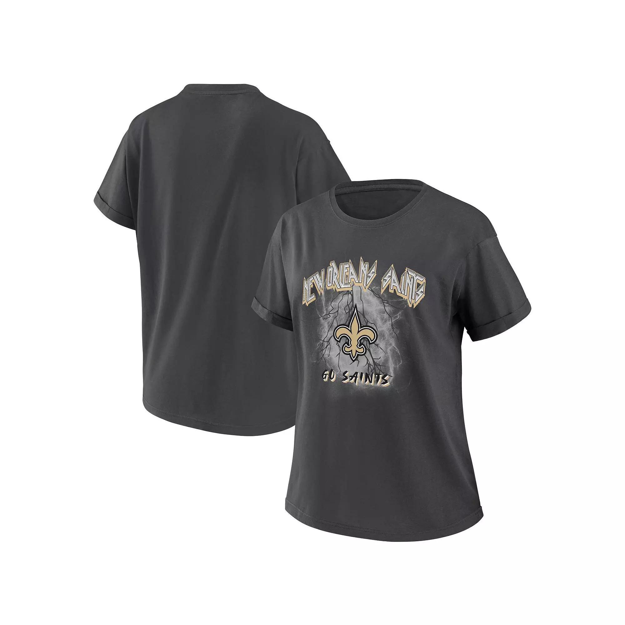 Women's WEAR by Erin Andrews Charcoal Indianapolis Colts Boyfriend T-Shirt, Size: Small Product Image