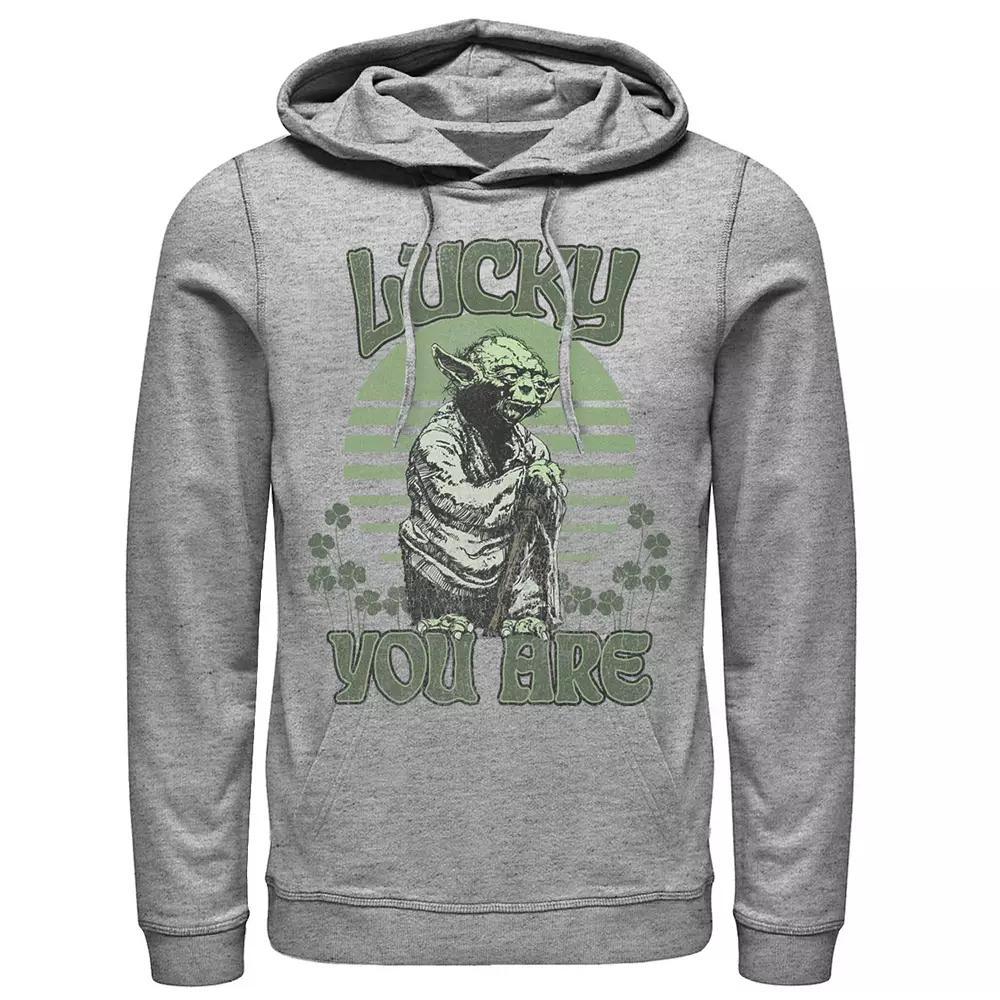 Men's Star Wars Yoda Lucky You Are Retro St. Patty Hoodie, Size: XXL, Athletic Grey Product Image