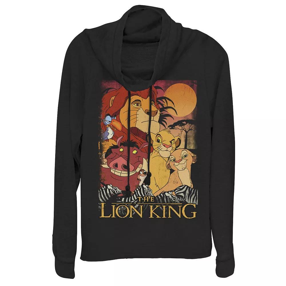 Disney's Lion King Juniors' Happy Group Sunset Cowlneck Graphic Lightweight Long Sleeve, Girl's, Size: XS, Blue Product Image