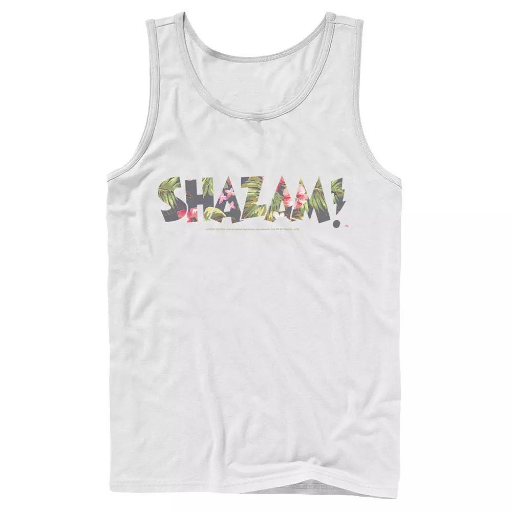 Men's DC Comics Shazam Tropical Logo Tank Top, Size: Large, White Product Image