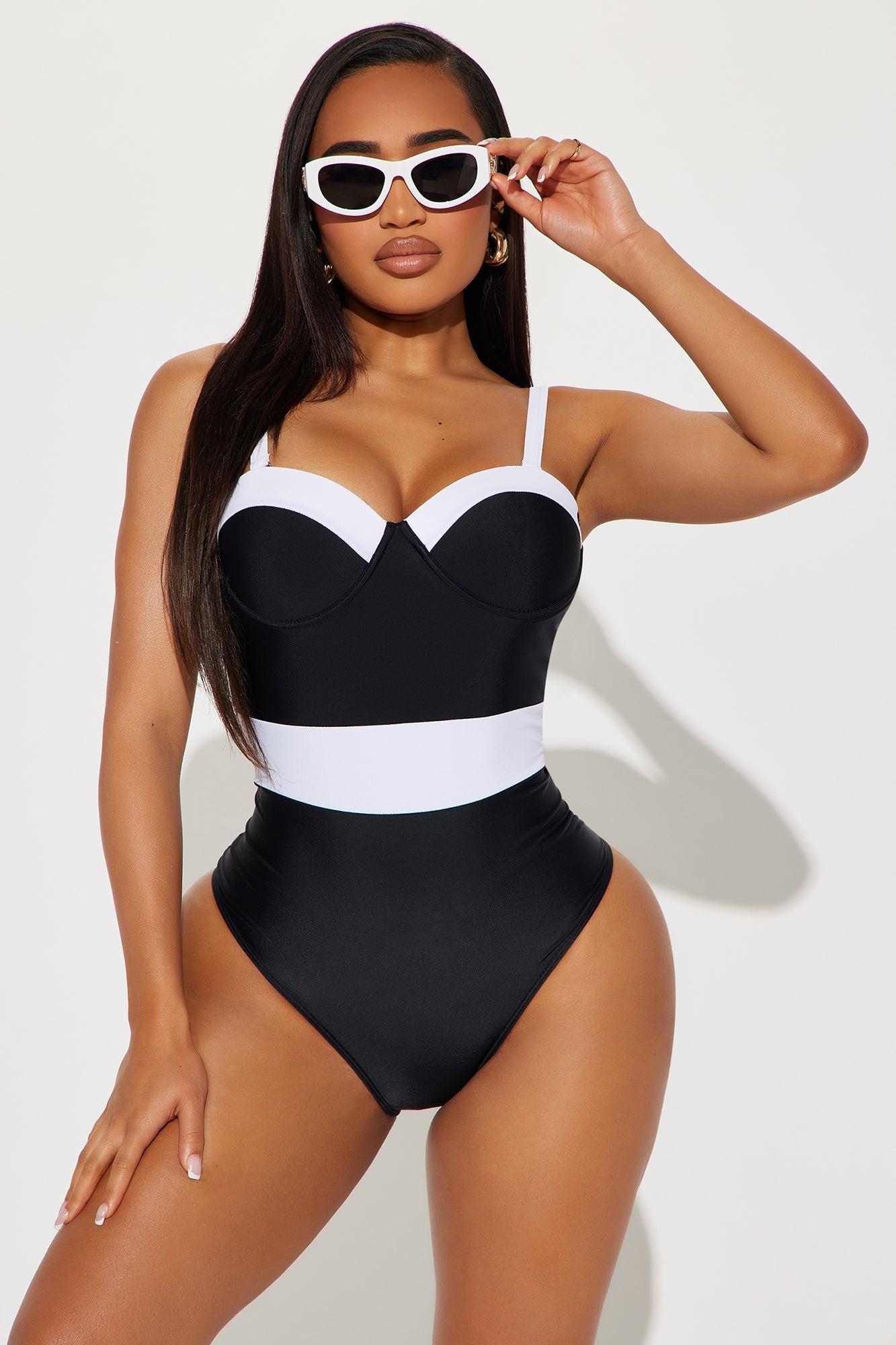 Adley Underwire 1 Piece Swimsuit - Black/White Product Image