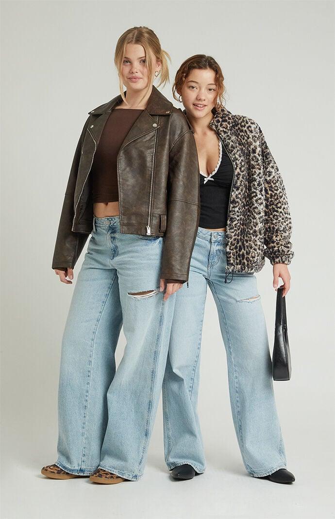 Women's Casey Light Indigo Ripped Low Rise Baggy Jeans Product Image