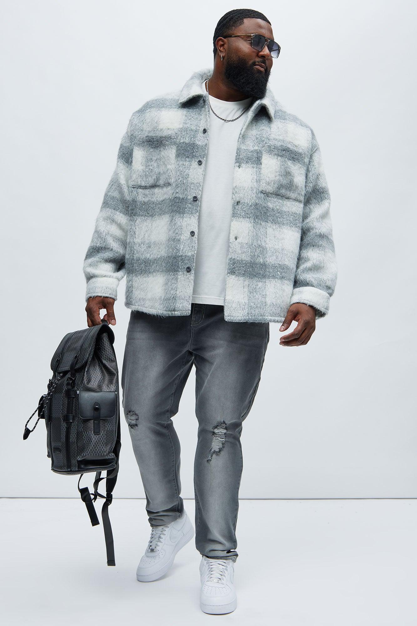 Move Up Plaid Shacket - Grey/Grey Male Product Image