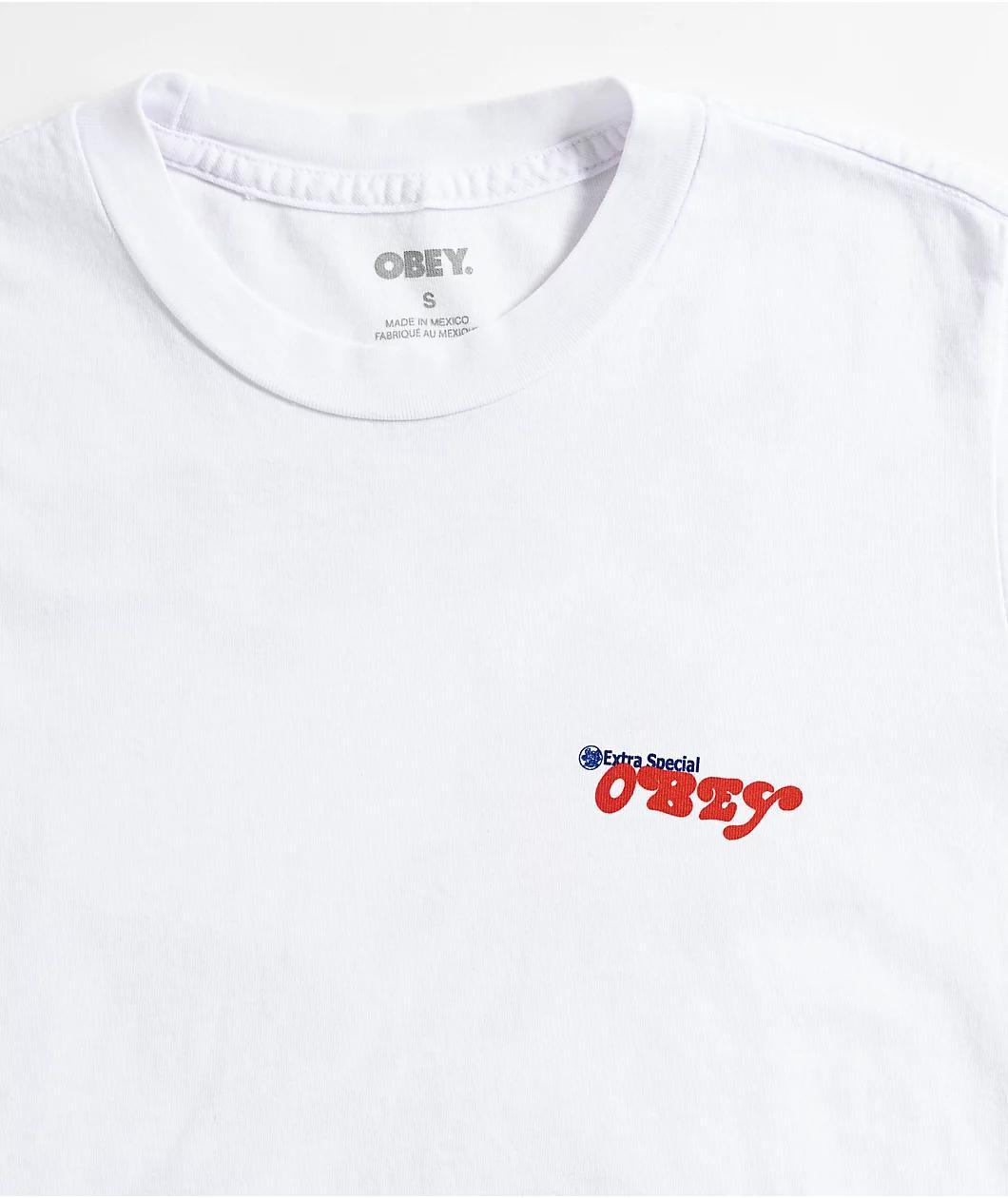 Obey Miracle Of Living White Crop T-Shirt Product Image