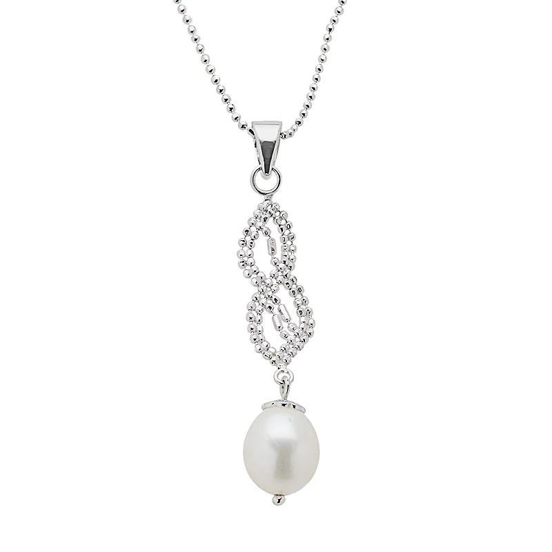 Sterling Silver Freshwater Cultured Pearl Twist Pendant, Womens White Product Image