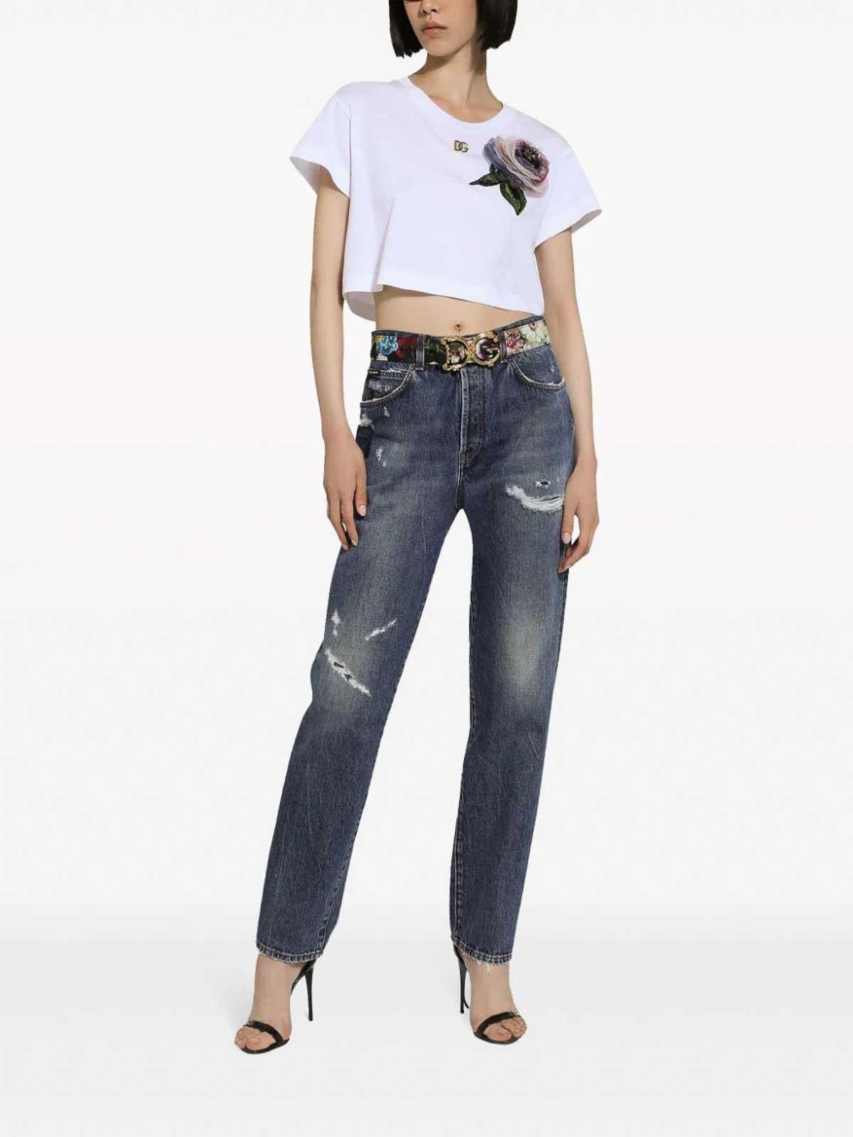 DOLCE & GABBANA Jeans Im Distressed-look In Blue Product Image