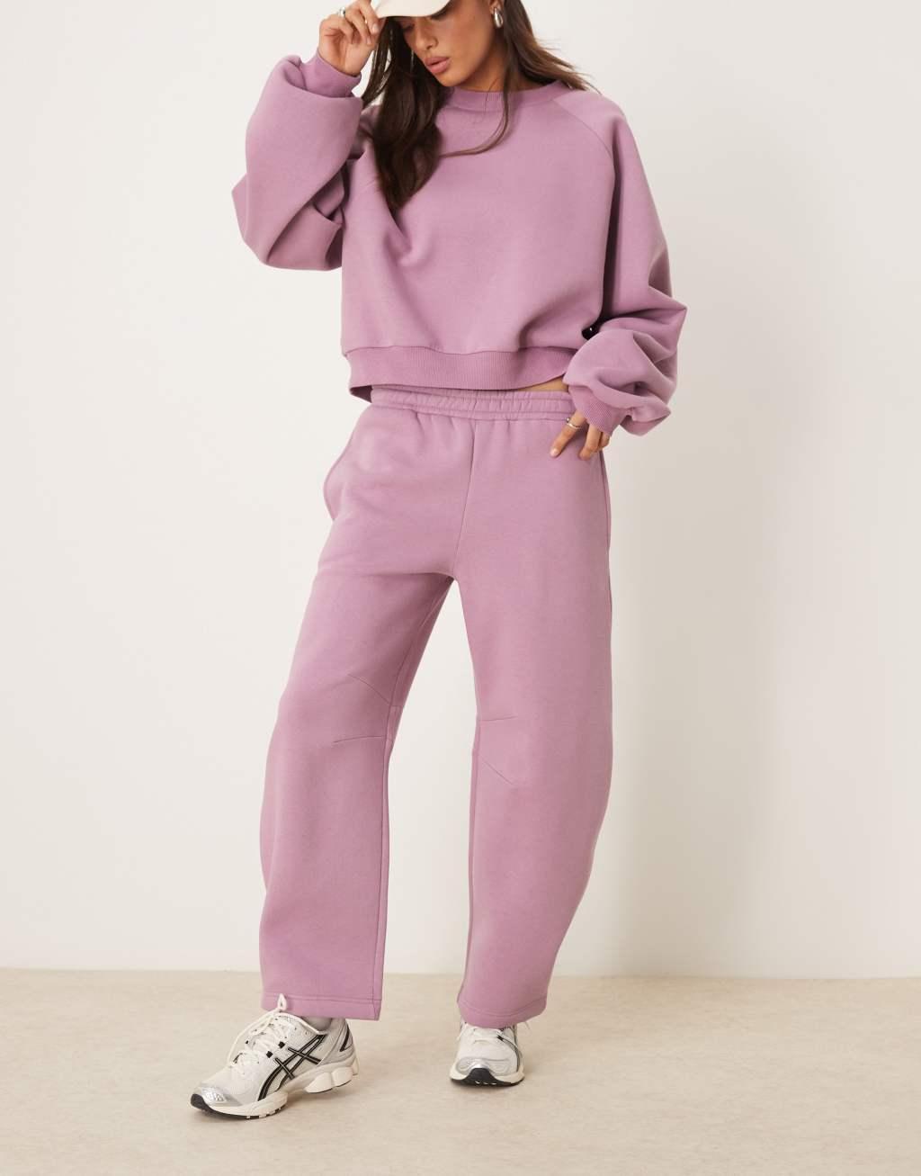 ASOS DESIGN barrel leg sweatpants in dusky pink - part of a set Product Image