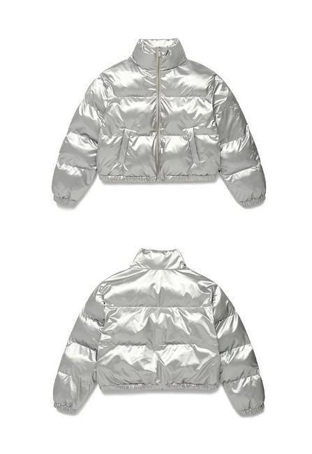 Lamé Short Puffer Jacket (Silver) Product Image
