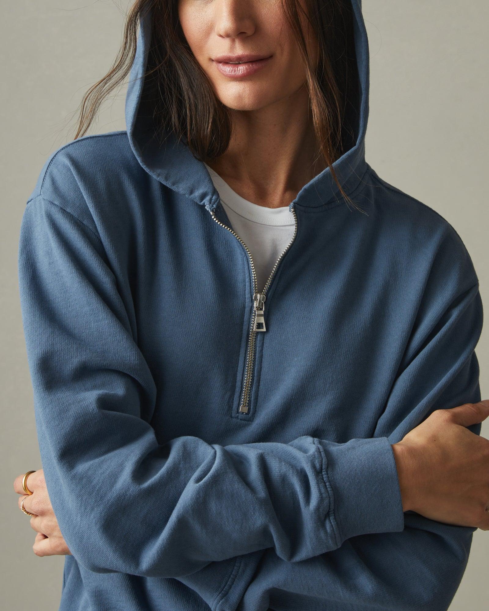 Women's French Terry Half Zip Hoodie - Monsoon Female Product Image