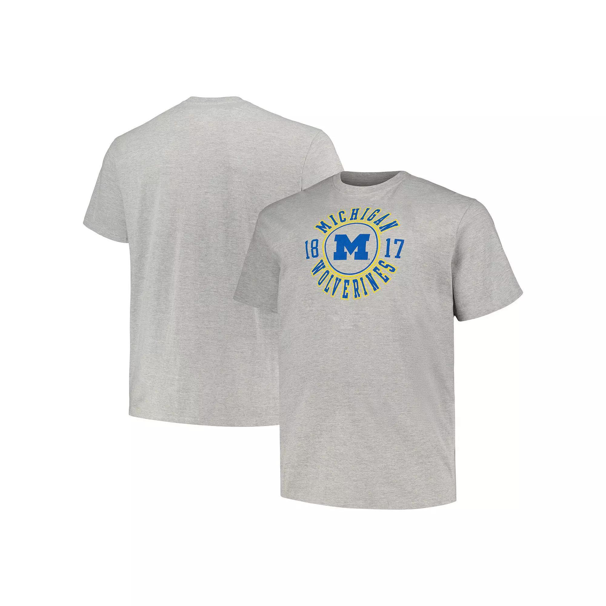 Mens Champion Heather Gray Michigan Wolverines Big & Tall Circle Logo T-Shirt Product Image