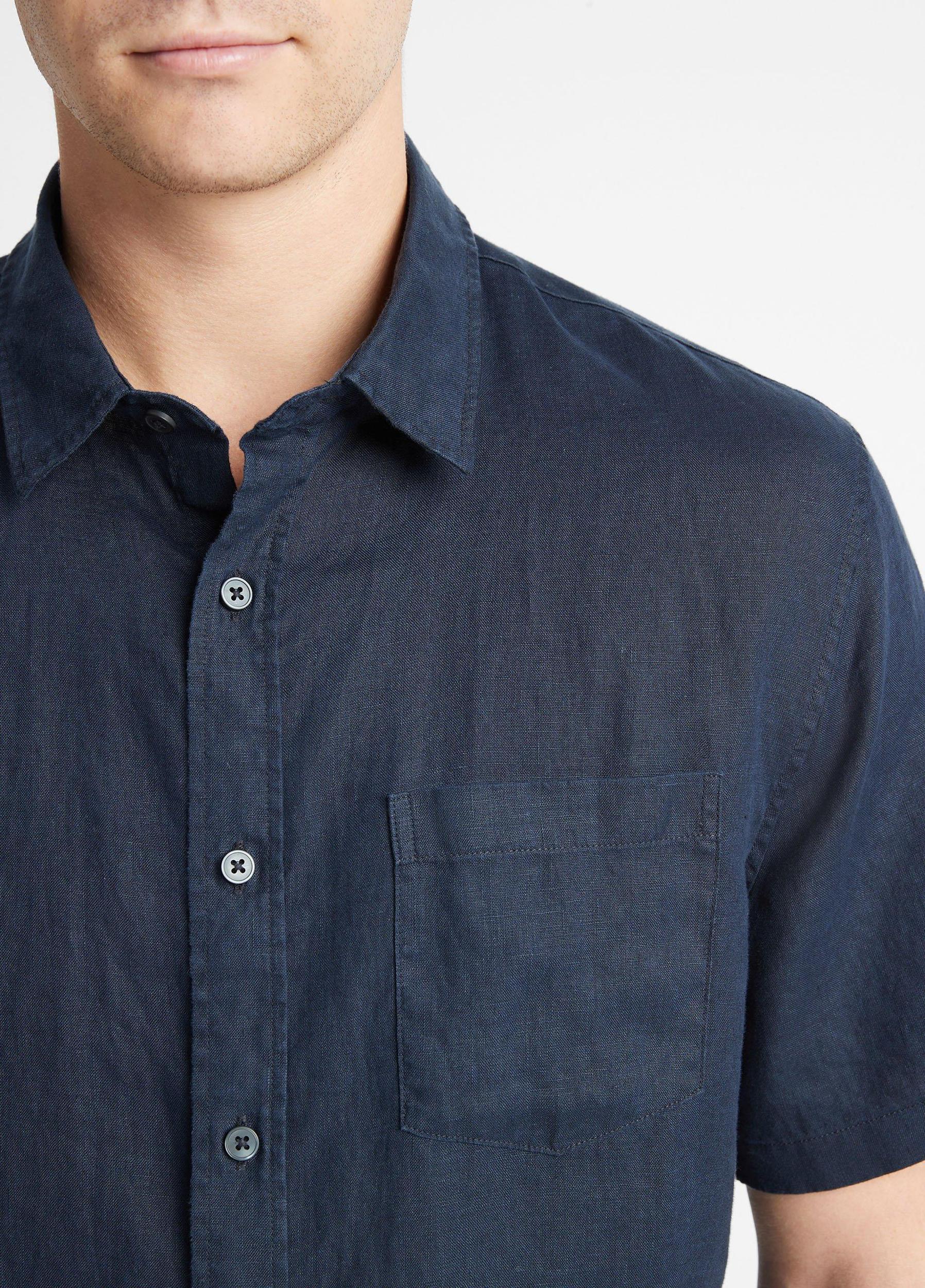 Mens Linen Short-Sleeve Shirt, Pumice Rock, Size XS Vince Product Image