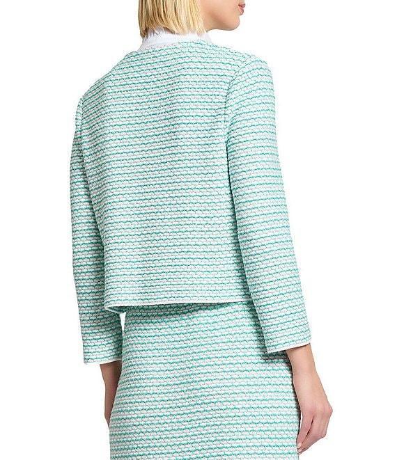 Ming Wang x Tanya Foster Stitch Knit Round Neck Long Sleeve Blazer Product Image