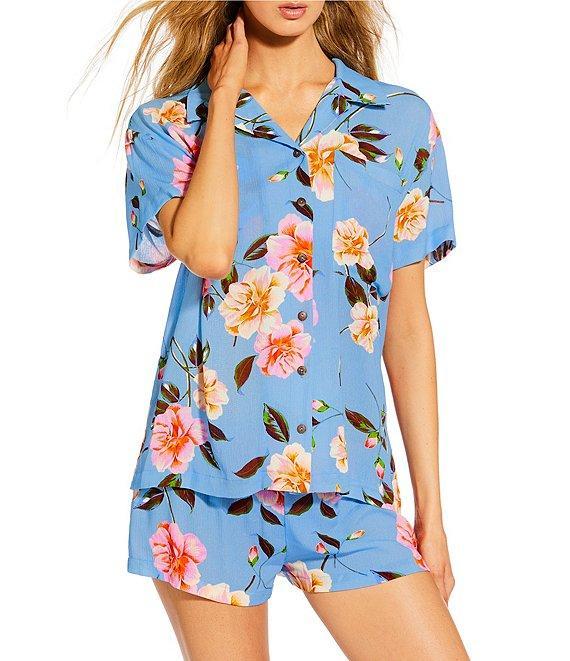 GB Oversize Large Floral Print Button Up Shirt Swim Cover-Up Product Image
