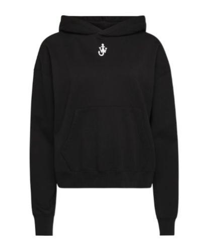 JW ANDERSON Anchor Logo Cropped Hoodie In Black Product Image