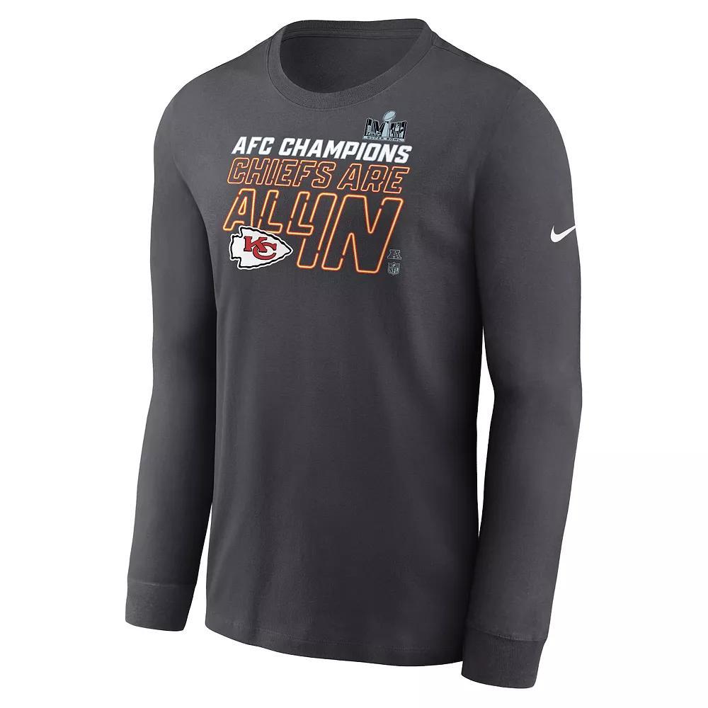 Men's Nike Kansas City Chiefs 2023 NFL Conference Champions - Trophy Collection Long Sleeve Tee, Size: 5XL, Anth Product Image