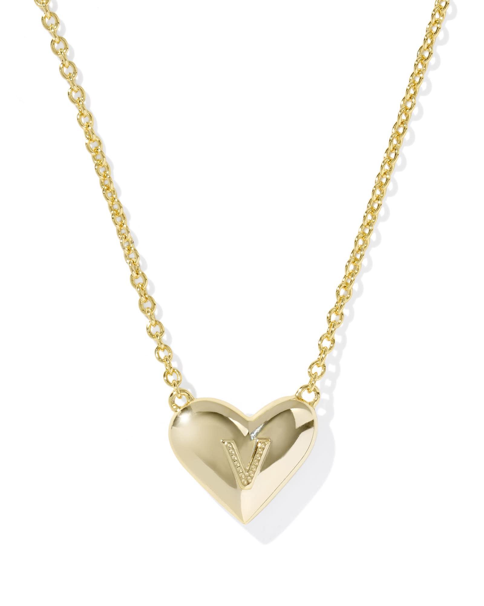 Ari Heart Letter H Gold Short Pendant Necklace Product Image