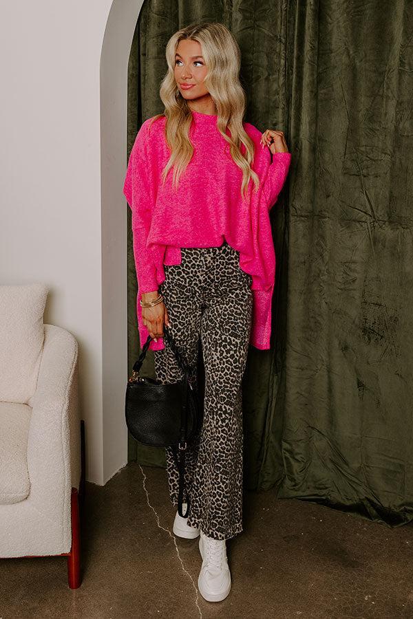 Call Me Cutie Shift Sweater in Hot Pink Product Image