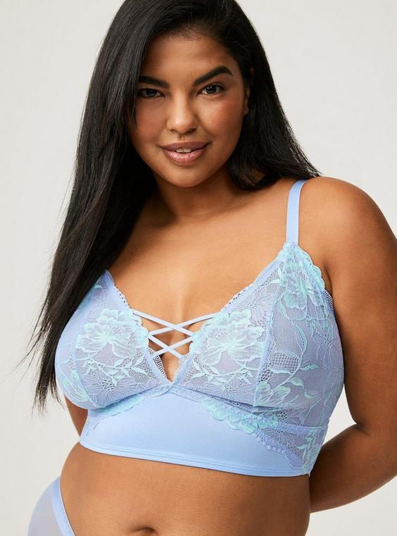 Unlined Cross Dye Lace Longline Bralette Product Image