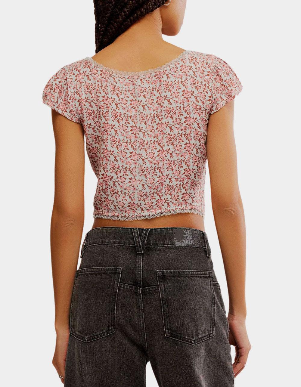 FREE PEOPLE Faye Womens Printed Top - PINK COMBO Product Image