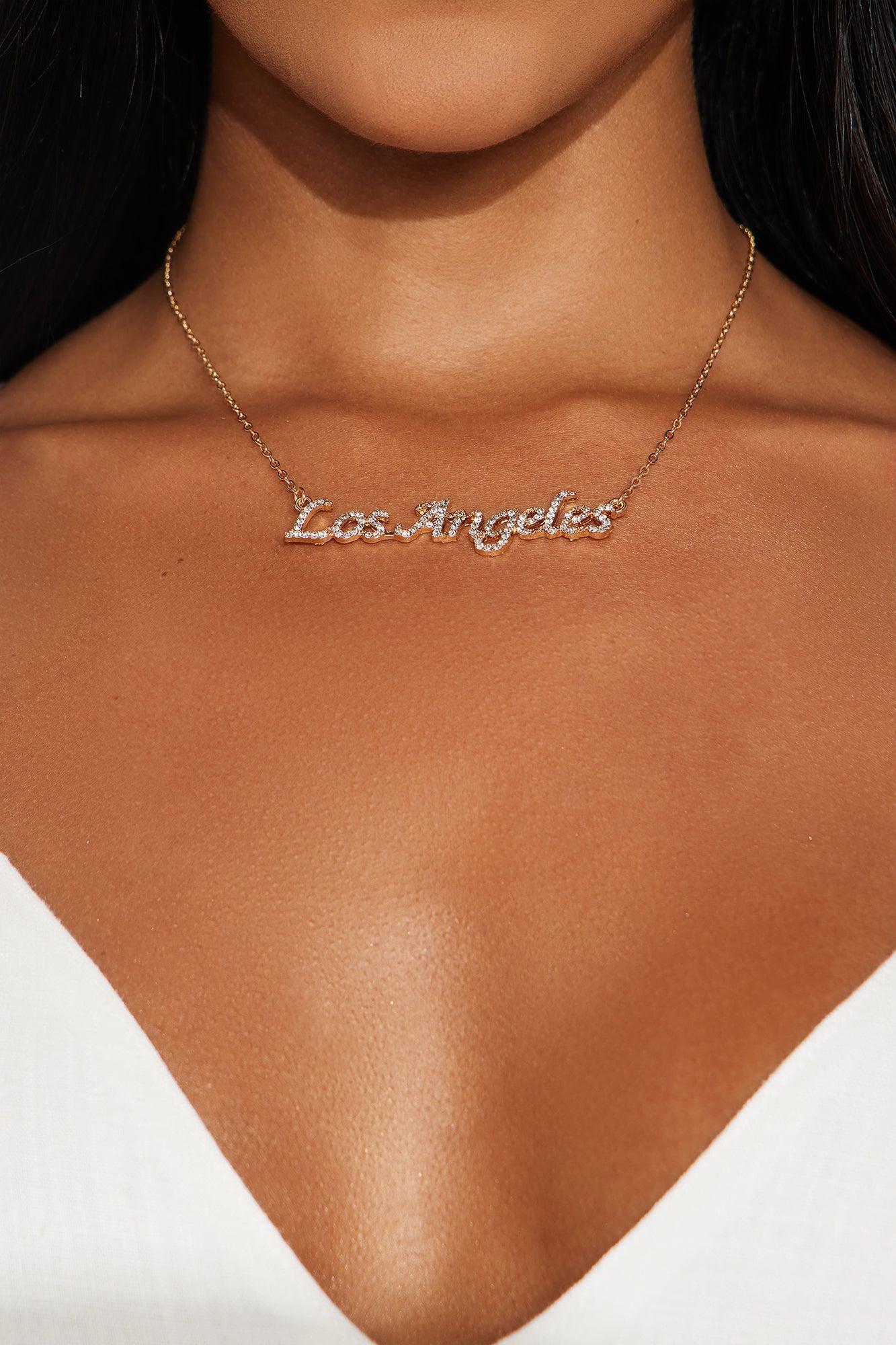 Always Represent LA Rhinestone Single Chain Necklace - Gold Female Product Image