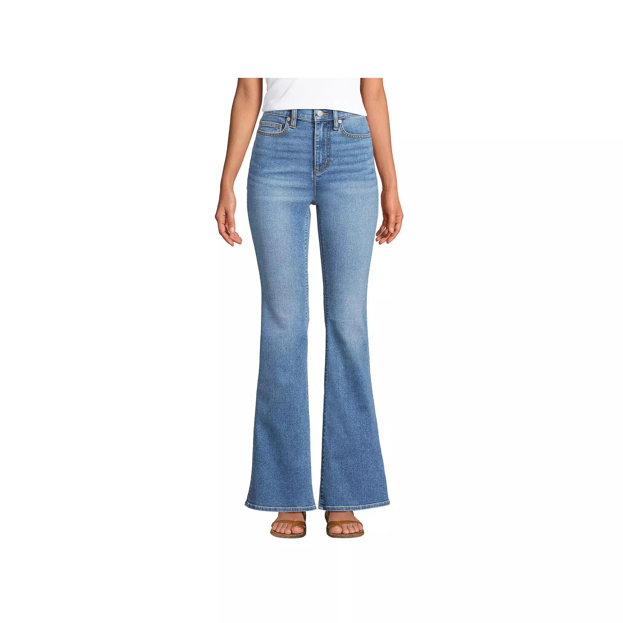 Petite Lands End High-Rise Skinny Flare Jeans, Womens Product Image