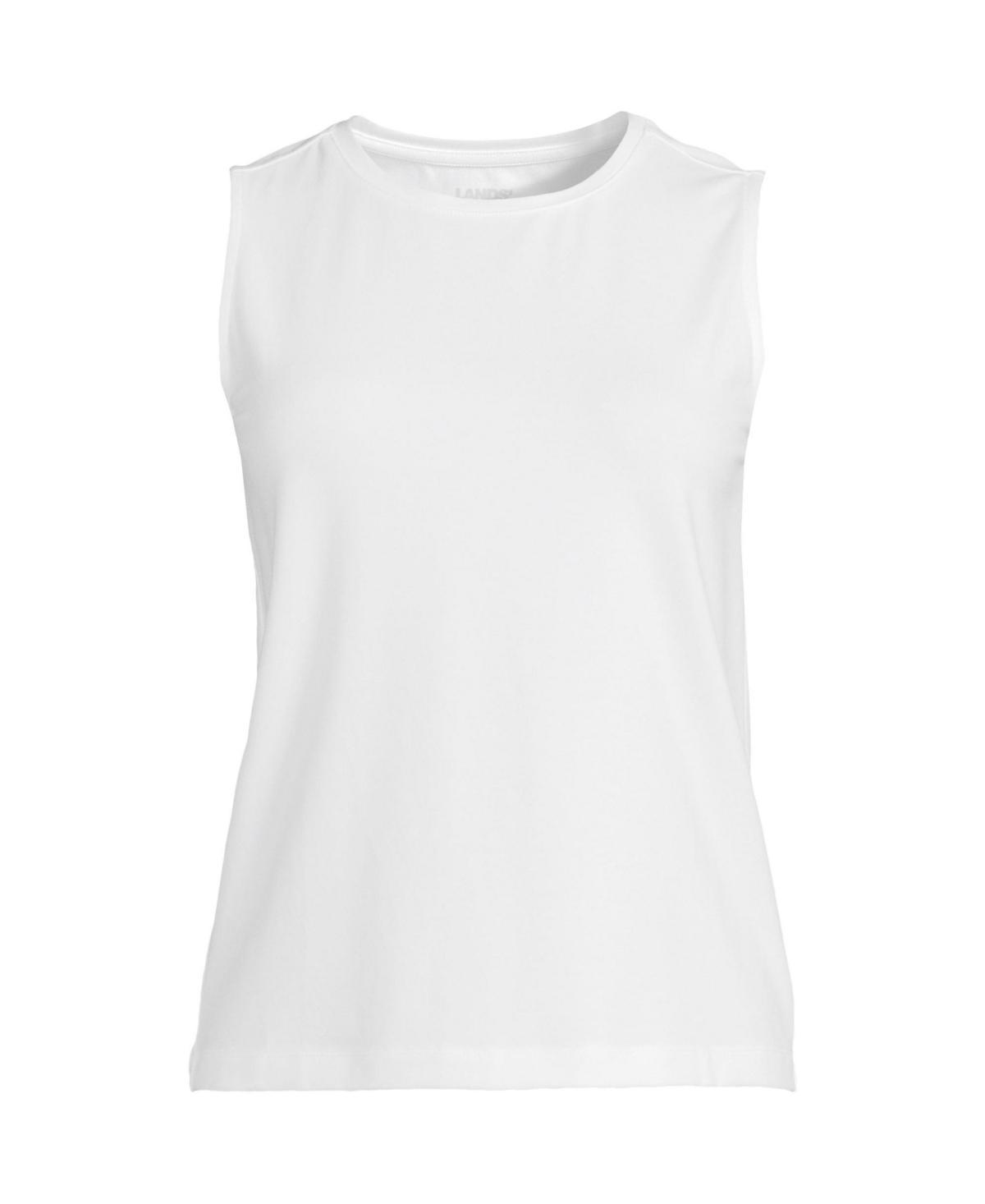 Women's Lands' End Lightweight Jersey Tank Top, Size: Large, Sweet Orange Stripe Product Image
