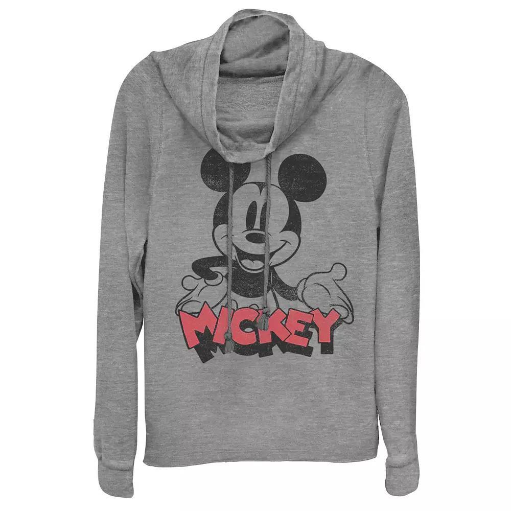 Disney's Mickey Mouse Juniors' Happy Cowlneck Graphic Lightweight Long Sleeve, Girl's, Size: XXL, Gray Grey Product Image